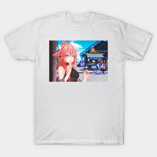 Yae miko  - Genshin Impact T-Shirt by SosiCreatesArt